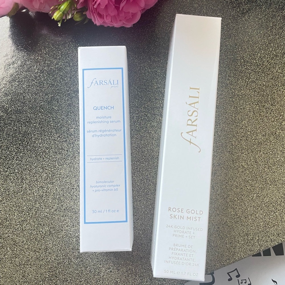 💦 fARSALI QUENCH MOISTURE REPLENISHING SERUM & ROSE GOLD SKIN MIST SET